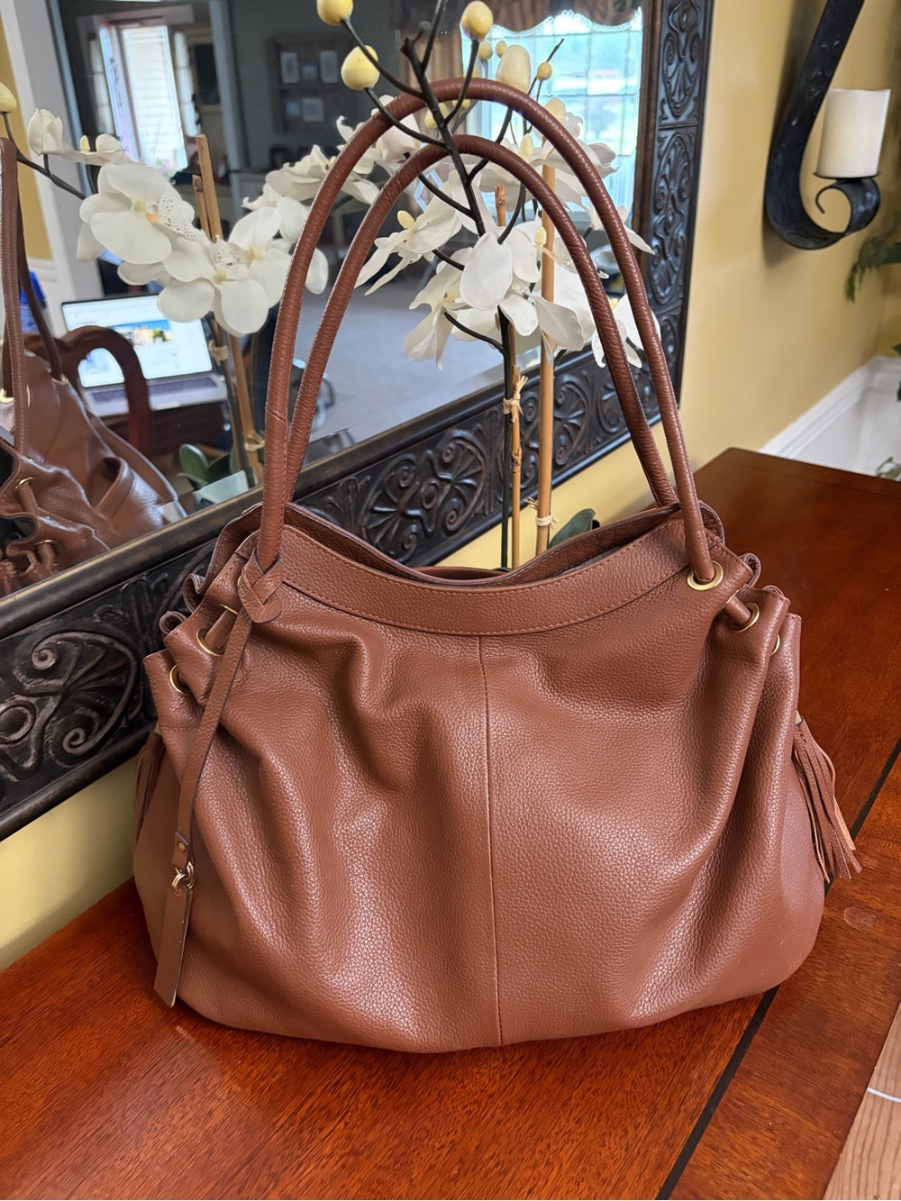 Lodis Zaria Hobo Pebbled Leather Shoulder Bag - Picture 2 of 14